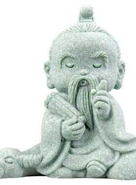 青砂石创意孔老相会老子骑摆件