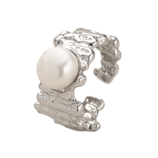 SUTU素图925纯银戒指镶嵌珍珠高级感食指戒复古设计小众设计首饰