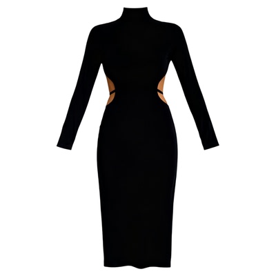 Hollow-out slim long sleeve and hip skirt 镂空修身长袖包臀裙