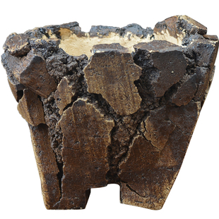 青藤手捏自然爆裂树皮盆仙人球多肉花盆粗陶粗旷野性龟甲龙肉锥群