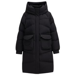 雪伦女士中长款廓形冬季厚羽绒服新国标绒子保暖外套