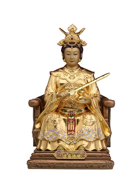 纯铜贴金九天玄女像中式供奉摆件