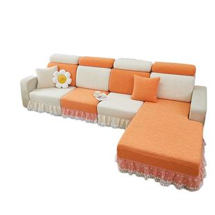 简约风双层裙边款沙发套罩四季通用高弹力全包沙发笠防滑坐垫盖布