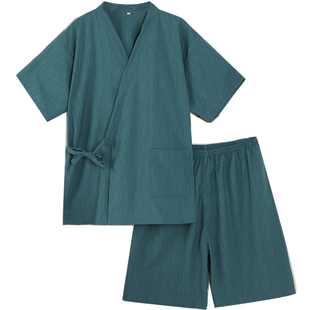 2026新款汗蒸服男款纯棉和服开衫时尚洗浴弹力按摩服桑拿服女睡衣