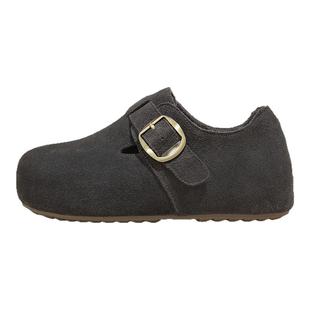 5CM厚底勃肯鞋子女2026新款春季加绒全包增高休闲鞋时尚真皮单鞋