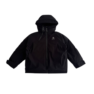 潮宝男童连帽羽绒服儿童鸭绒外套休闲苹果绿色黑100~150冬装新款