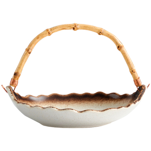 特色网红盘子创意日式陶瓷艺术篮子餐厅寿司店酒店餐具摆盘水果盘