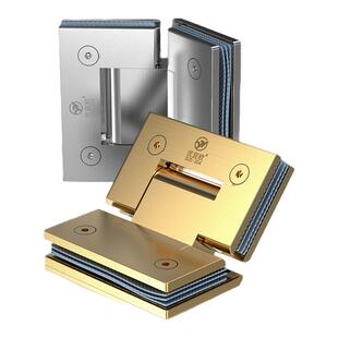 玻璃门合页液压缓冲回位浴室夹304不锈钢135度固定夹紧器无框铰链