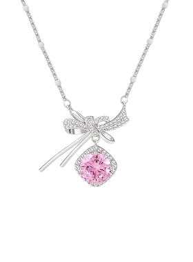 阿吉豆AJIDOU项链蝴蝶结锆石吊坠