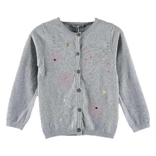 专G撤G正品捡漏女童春秋季针织羊毛开衫灰色绣花亮片长袖上衣百搭