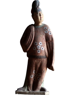 仿古彩绘陶俑摆件古董收藏