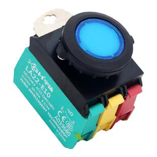 宇达模块按钮开关防水自复位自锁LA22E-11D带灯启动停止开关 220V