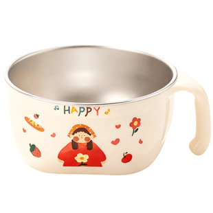 316不锈钢儿童碗个人专用单柄碗辅食宝宝碗耐摔防烫训练专用汤碗