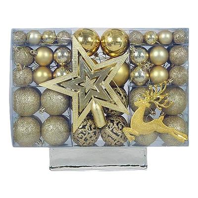 跨境亚马逊新品圣诞球102pcs圣诞树吊球挂件pvc提手套装装饰品