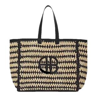 AB字母拉菲草编大容量托特包度假沙滩包RIO女士条纹度假单肩女包