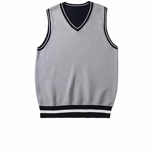 济南历下初中马甲春秋季纯棉透气学生百搭背心学院风V领背心坎肩