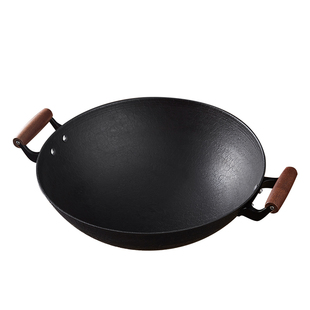 百年川居传统老式铸铁锅双耳锅无涂层炒菜锅不沾家用煤气灶生铁锅