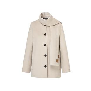 【羊毛100%】Scofield女围巾领格纹双面呢毛呢大衣秋季大衣