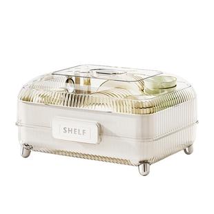 碗筷收纳盒带盖装放碗盘餐具箱家用碗柜厨房置物架碗架沥水碗碟架