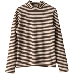 女士双面绒条纹打底衫 保暖长袖T恤上衣 冬款女装 山东网店