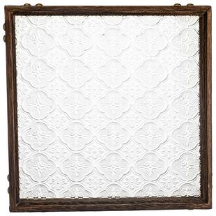 摩登主妇木质托盘早餐海棠花玻璃长方形茶盘家用茶水杯子茶具托盘