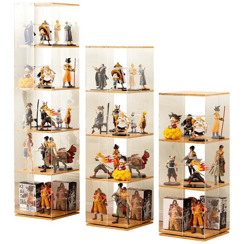 旋转手办展示柜亚克力模型玩具展示架家用小型陈列柜非玻璃化妆品