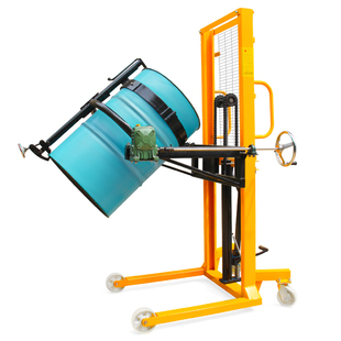 力克力油桶称重升降翻转倒料叉车倾倒手动液压装卸搬运堆高投料车