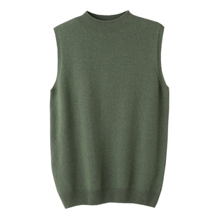 春秋新款无袖女半高领吊带打底衫女纯色西装内搭羊毛针织套头背心