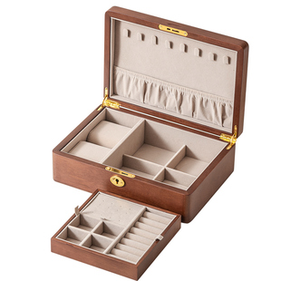 森物社实木珠宝首饰盒轻奢高档带锁大容量存放黄金饰品专用收纳盒