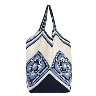 丽雅巧织社【青花笺】复古拼花菜篮子包包 钩针编织手工材料包