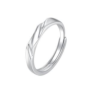 周大生纯银活口情侣对戒银轻奢设计可调节圈口戒指生日礼物送女友