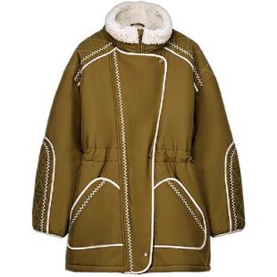 LOUISE MISHA x LOOKNOW2025秋季新款姜黄色立领收腰大衣女