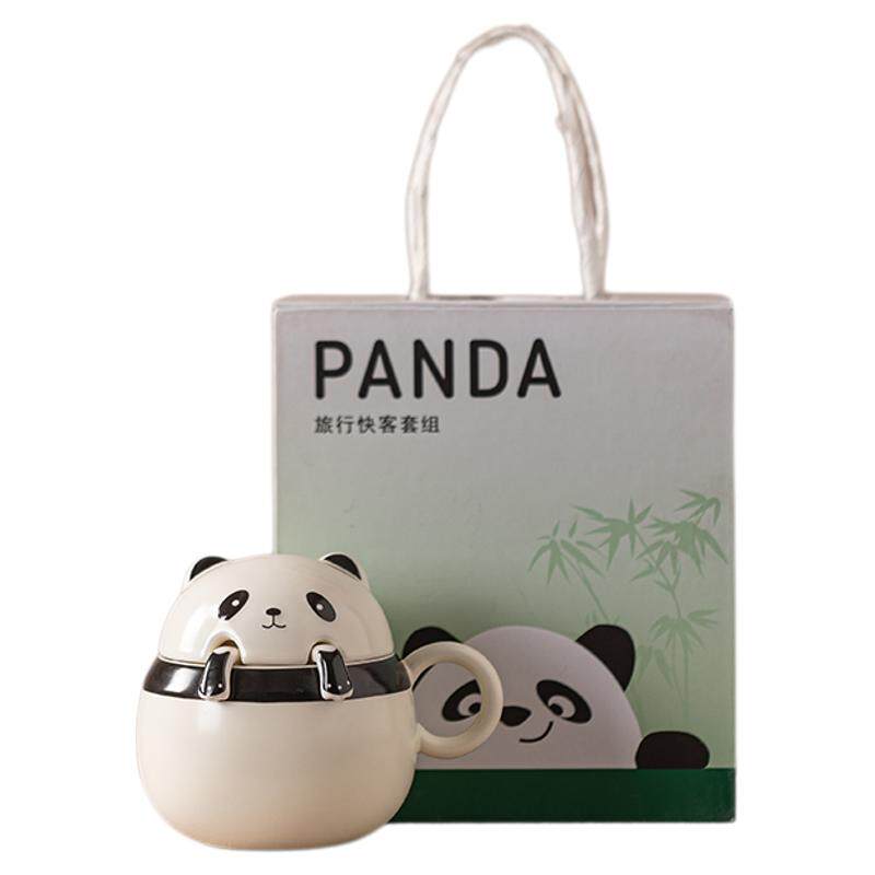 熊猫水杯办公杯创意陶瓷茶杯