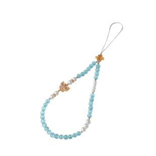 猫眼石手机链挂件防丢防摔手腕绳蓝色系手机壳挂链蝴蝶贝珠轻奢国风手机挂绳包包ccd相机拍立得手提链送女友