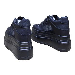 网面小白鞋女2024新款透气坡跟15cm休闲鞋厚底内增高13cm真皮女鞋