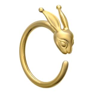 海盗船银饰戒指女本命年生肖兔开口情侣对戒925银小众设计送女友