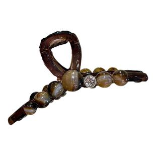 高级感圆珠抓夹女2025新款发夹女后脑勺复古盘发大号发量多鲨鱼夹