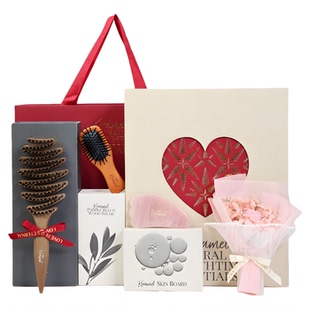 KRRAMEL生日礼物女生松塔猪鬃毛梳子礼盒新婚礼物结婚礼物伴手礼