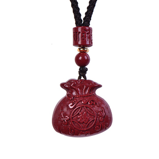 朱砂钱袋吊坠刻字定制男女士情侣款本命年福袋钥匙扣挂件项链礼物