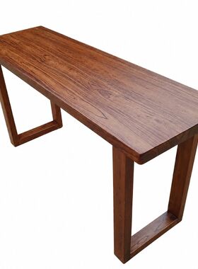 泊逸老榆木全实木床尾桌移动书桌