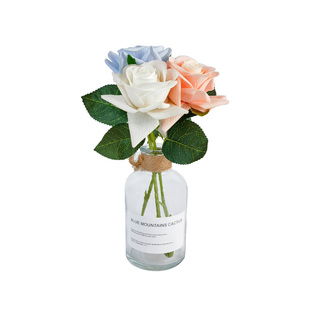 湿感玫瑰车内摆件汽车氛围感水杯架装饰品车载仿真花束奔驰