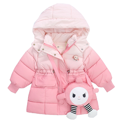 女童冬装棉服2025新款儿童冬季加绒加厚中长款外套女宝宝洋气棉衣
