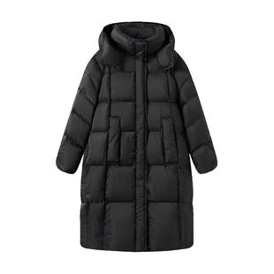 真维斯黑色长款羽绒服2025新款冬韩版保暖巨好看的冬装棉袄外套W