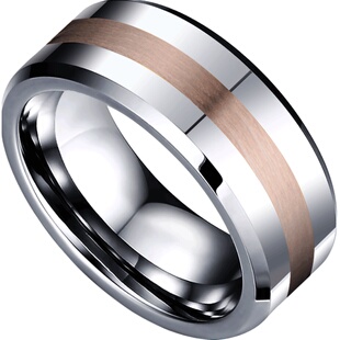 飒雅14k金戒指男士食指单身钨金玫瑰金潮流男戒简约轻奢男款指环