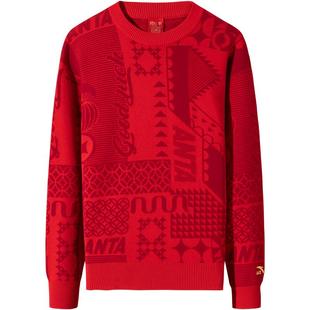 安踏好事发生丨新年款红色卫衣男秋冬季套头针织衫马年本命年