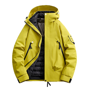 WASSUP冲锋衣男三合一羽绒内胆冬季新款防水外套女户外登山滑雪服