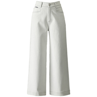 灰白色牛仔裤阔腿裤加绒女裤2025新款秋冬直筒裤版型超好看的裤子