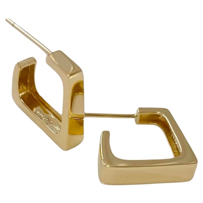 AU750素金小众方形耳环