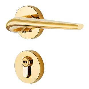 三环静音分体门锁卧室室内房门执手金色门把手锁具7215