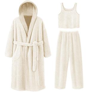 幸棉睡衣女三件套冬季情侣双面绒高级感居家保暖加厚男家居服套装